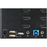 StarTech.com 2 Port Quad Monitor DisplayPort KVM Switch - 4K 60Hz UHD HDR - Desktop 4K DP 1.2 KVM with 2 Port USB 3.0 Hub (5Gbps) & 4x USB 2.0 HID Ports, Audio - Hotkey Switching - TAA