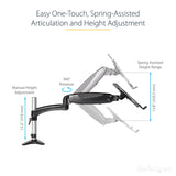 StarTech.com Desk Mount Laptop Arm - Full Motion Articulating Arm for Laptop or Single 34" Monitor - VESA Mount Laptop Tray Bracket - Ergonomic Adjustable Notebook Stand - Desk-Clamp