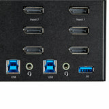 StarTech.com 2 Port Triple Monitor DisplayPort KVM Switch - 4K 60Hz UHD HDR - Desktop DP 1.2 KVM with 2 Port USB 3.0 Hub (5Gbps) & 4x USB 2.0 HID Ports, Audio - Hotkey Switching - TAA