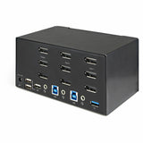 StarTech.com 2 Port Triple Monitor DisplayPort KVM Switch - 4K 60Hz UHD HDR - Desktop DP 1.2 KVM with 2 Port USB 3.0 Hub (5Gbps) & 4x USB 2.0 HID Ports, Audio - Hotkey Switching - TAA