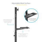 StarTech.com Mobile Workstation Cart with Monitor Mount, CPU/PC Holder, Keyboard Tray - Ergonomic Height Adjustable Desktop Computer Cart - Rolling Mobile Standing Workstation on Wheels