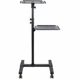 StarTech.com Mobile Projector and Laptop Stand/Cart - Heavy Duty Portable Projector Stand (2 Shelves, hold 22lb/10kg each) - Height Adjustable Rolling Presentation Cart w/Lockable Wheels