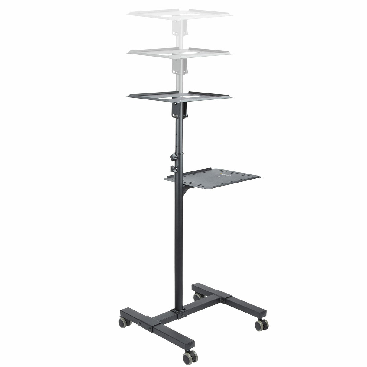 StarTech.com Mobile Projector and Laptop Stand/Cart - Heavy Duty Portable Projector Stand (2 Shelves, hold 22lb/10kg each) - Height Adjustable Rolling Presentation Cart w/Lockable Wheels