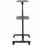 StarTech.com Mobile Projector and Laptop Stand/Cart - Heavy Duty Portable Projector Stand (2 Shelves, hold 22lb/10kg each) - Height Adjustable Rolling Presentation Cart w/Lockable Wheels