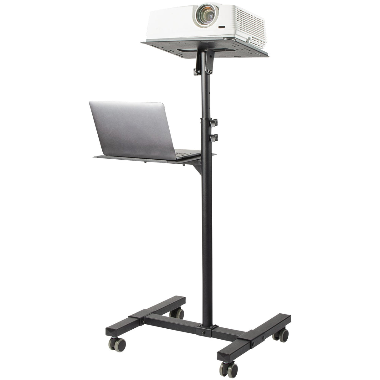 StarTech.com Mobile Projector and Laptop Stand/Cart - Heavy Duty Portable Projector Stand (2 Shelves, hold 22lb/10kg each) - Height Adjustable Rolling Presentation Cart w/Lockable Wheels