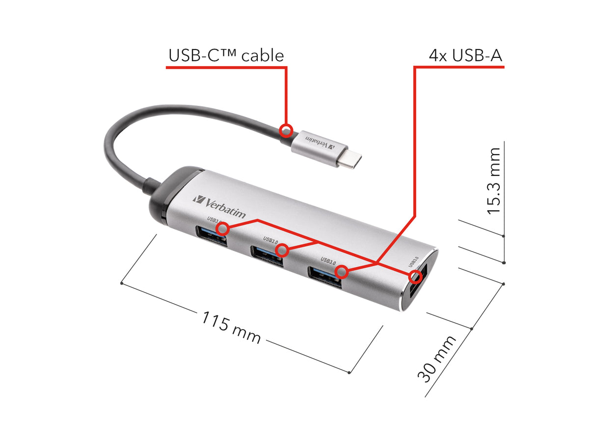 Verbatim USB-C Multiport Hub Four port USB 3.2 Gen 1