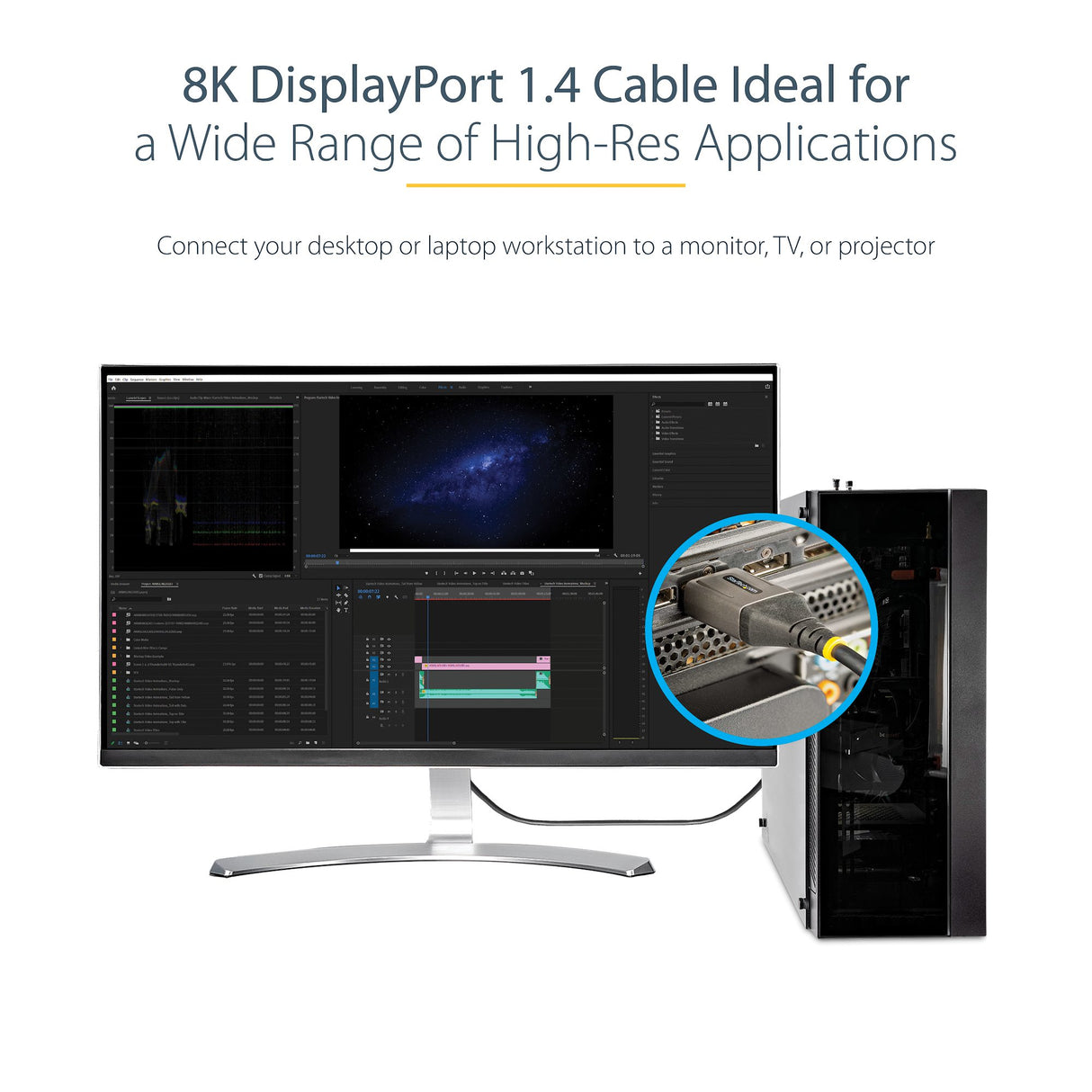 StarTech.com 16ft (5m) VESA Certified DisplayPort 1.4 Cable - 8K 60Hz HDR10 - Ultra HD 4K 120Hz Video - DP 1.4 Cable / Cord - For Monitors/Displays - DisplayPort to DisplayPort Cable - M/M