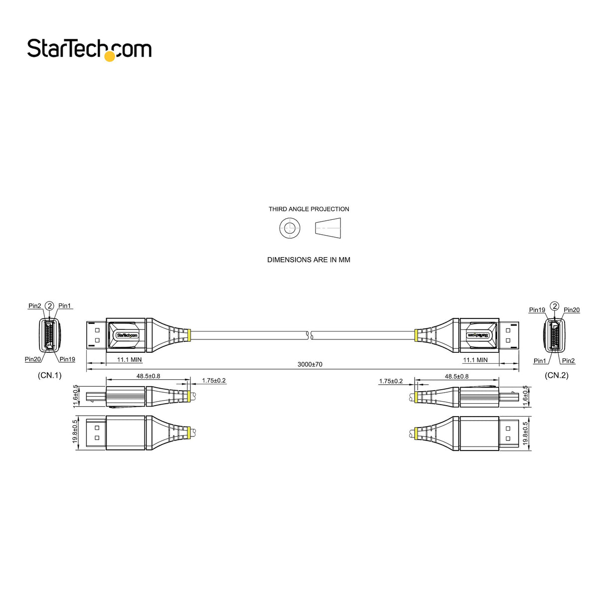 StarTech.com 10ft (3m) VESA Certified DisplayPort 1.4 Cable - 8K 60Hz HDR10 - Ultra HD 4K 120Hz Video - DP 1.4 Cable / Cord - For Monitors/Displays - DisplayPort to DisplayPort Cable - M/M