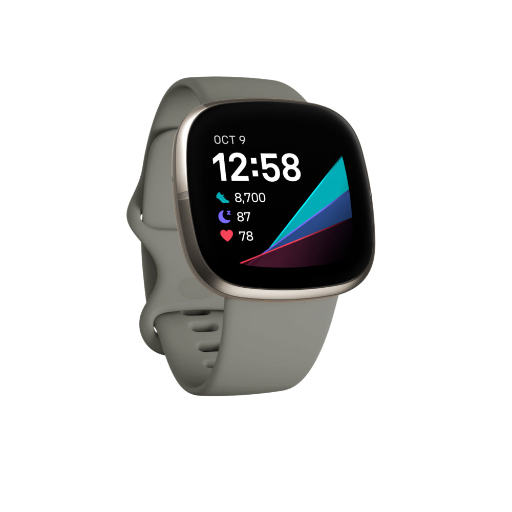 Fitbit Versa Sense Sage Grey Silver AMOLED Digital Touchscreen Wi-Fi GPS (satellite)