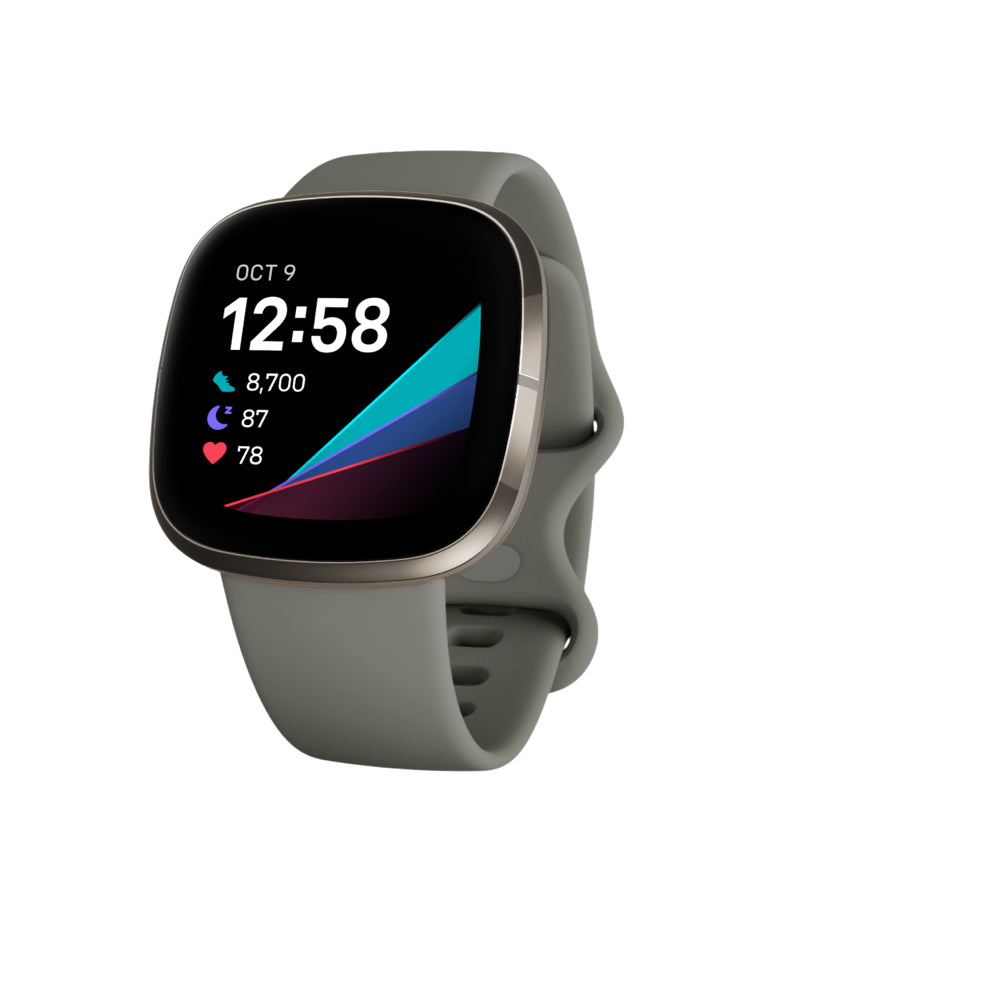 Fitbit Versa Sense Sage Grey Silver AMOLED Digital Touchscreen Wi-Fi GPS (satellite)