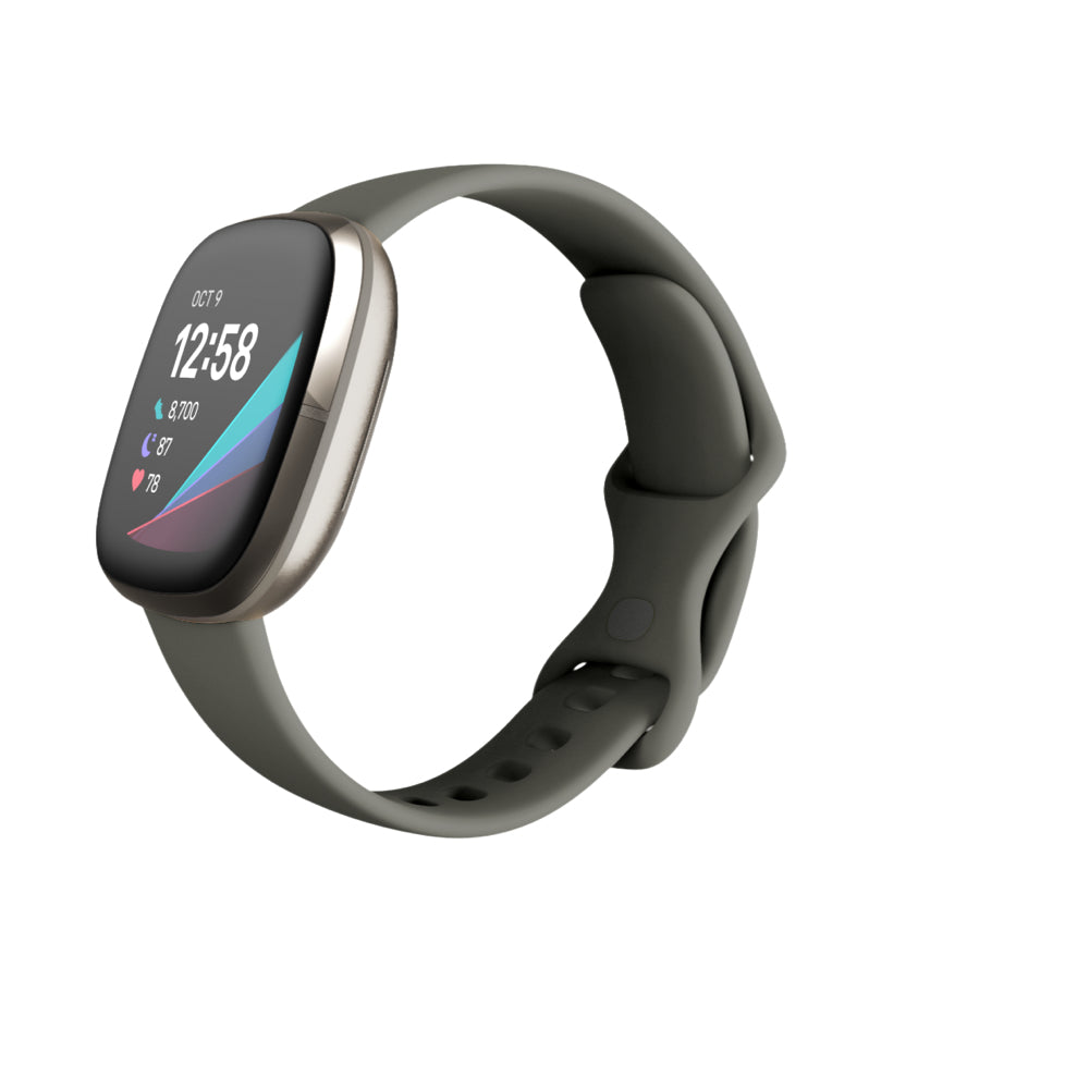 Fitbit Versa Sense Sage Grey Silver AMOLED Digital Touchscreen Wi-Fi GPS (satellite)