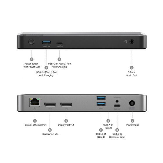 ALOGIC DUPRMX2-WW laptop dock/port replicator Wired USB 3.2 Gen 1 (3.1 Gen 1) Type-C Grey, Black