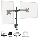 piXL DOUBLE ARM monitor mount / stand 68.6 cm (27") Black