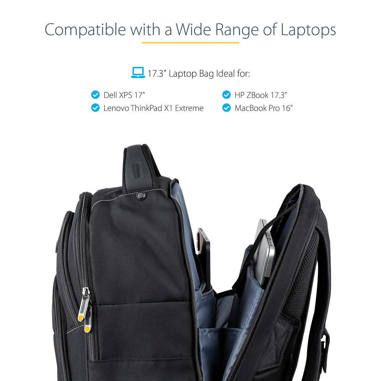 StarTech.com 17.3" Laptop Backpack with Removable Accessory Organizer Case - Professional IT Tech Backpack for Work/Travel/Commute - Ergonomic Computer Bag - Durable Ballistic Nylon - Notebook/Tablet Pockets