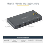 StarTech.com 2 Port Hybrid USB-A + HDMI & USB-C KVM Switch - Single 4K 60Hz HDMI 2.0 Monitor - Compact Desktop and/or Laptop HDMI KVM Switch - USB Bus Powered - Thunderbolt 3 Compatible