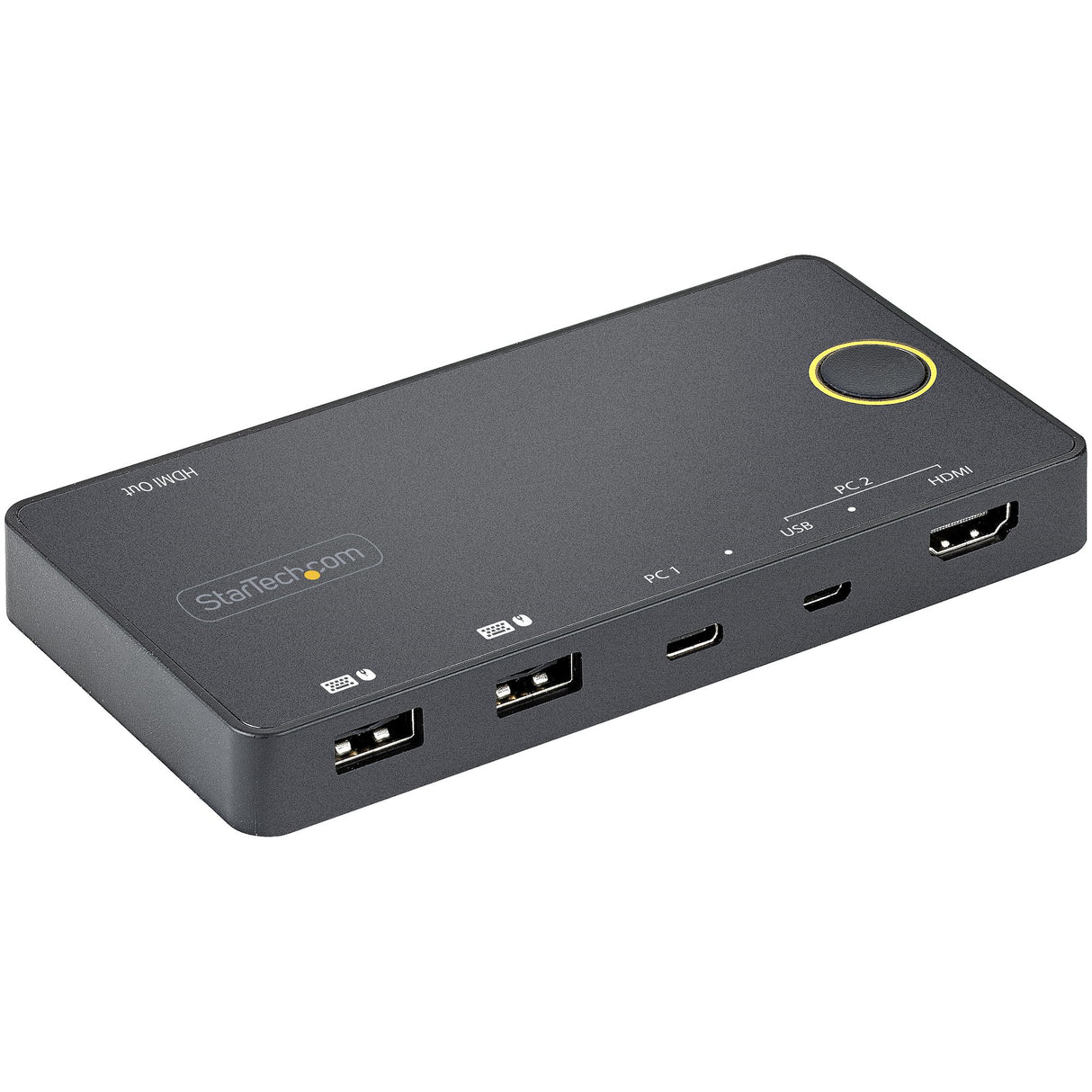 StarTech.com 2 Port Hybrid USB-A + HDMI & USB-C KVM Switch - Single 4K 60Hz HDMI 2.0 Monitor - Compact Desktop and/or Laptop HDMI KVM Switch - USB Bus Powered - Thunderbolt 3 Compatible