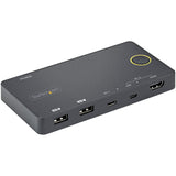 StarTech.com 2 Port Hybrid USB-A + HDMI & USB-C KVM Switch - Single 4K 60Hz HDMI 2.0 Monitor - Compact Desktop and/or Laptop HDMI KVM Switch - USB Bus Powered - Thunderbolt 3 Compatible