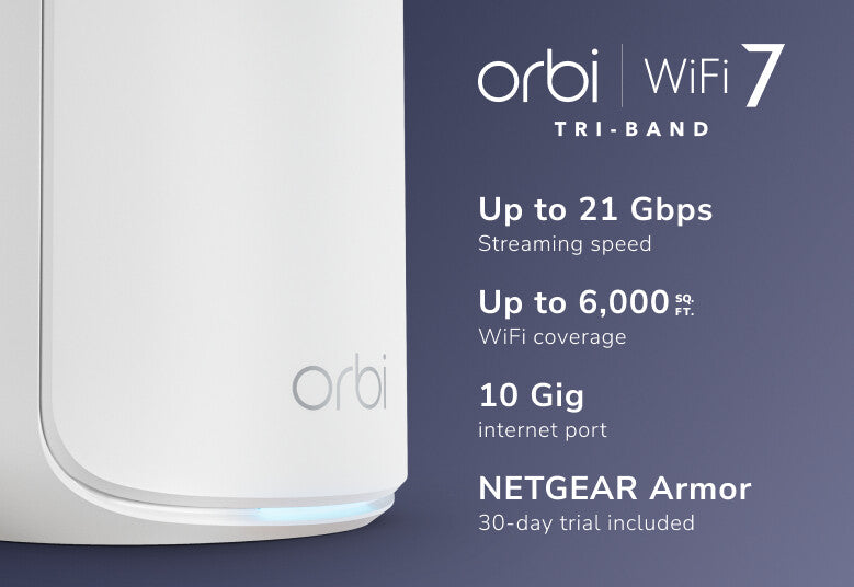 NETGEAR Orbi 870 Tri-band (2.4 GHz / 5 GHz / 6 GHz) Wi-Fi 7 (802.11be) White 4 Internal