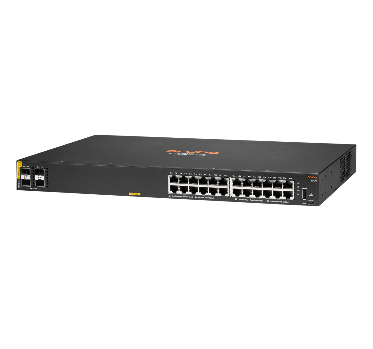 HPE Aruba Networking Aruba 6000 24G Class4 PoE 4SFP 370W Managed L3 Gigabit Ethernet (10/100/1000) Power over Ethernet (PoE) 1U