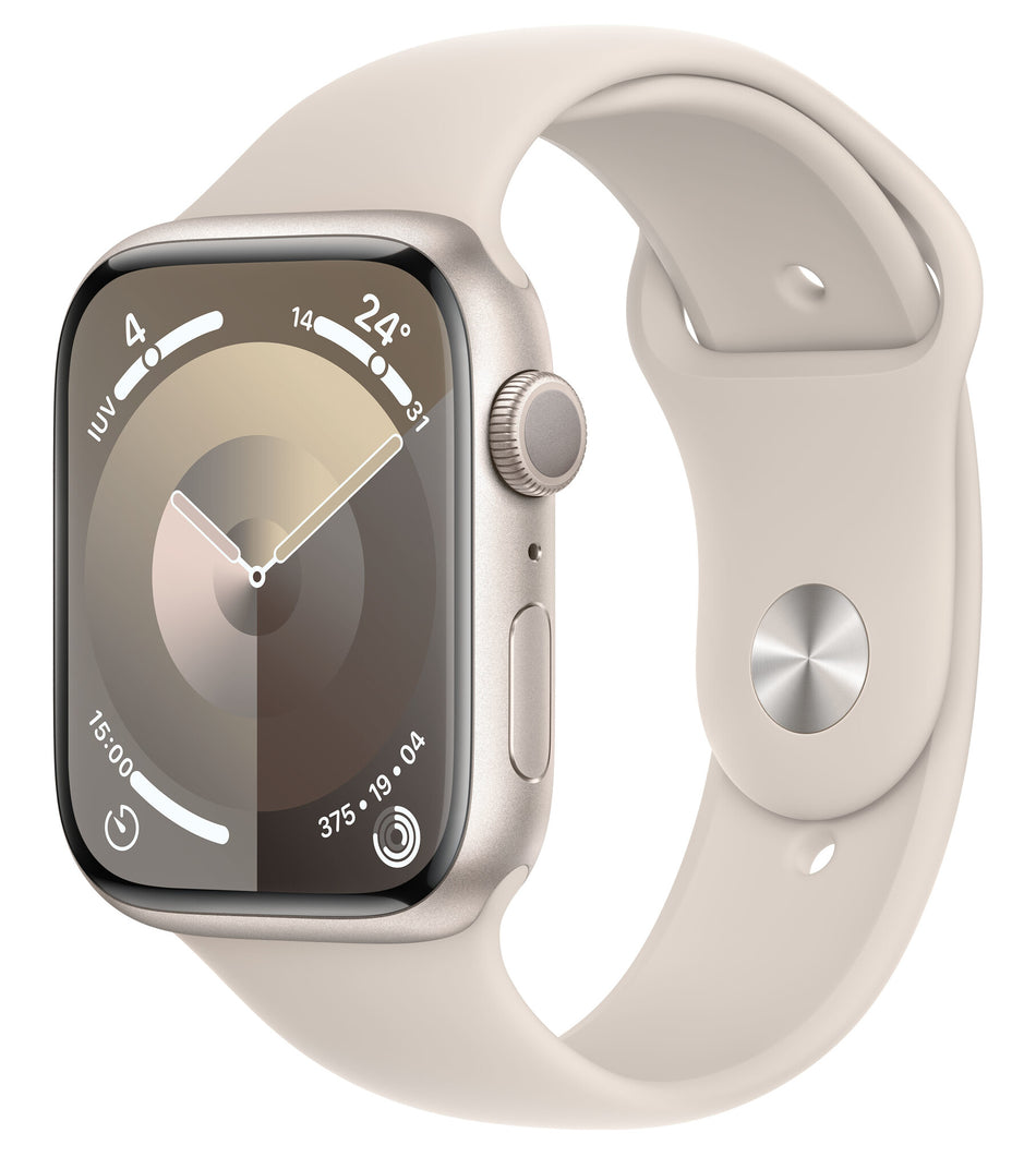 Apple Watch Series 9 GPS 45mm Starlight Aluminium Case w/ Starlight Sport Band - M/L