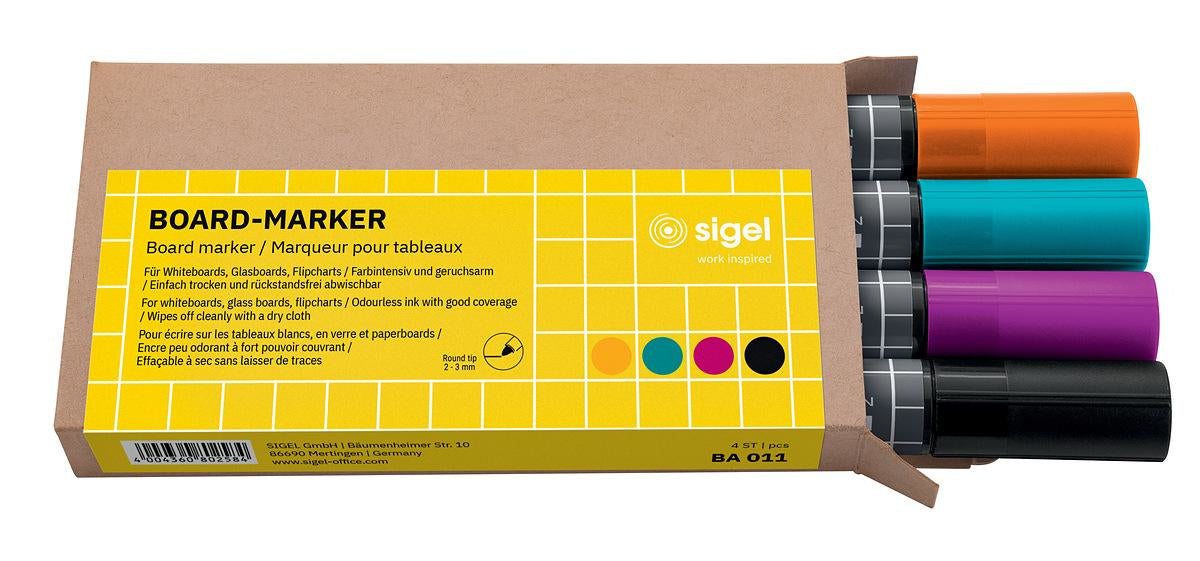 Sigel BA011 marker 4 pc(s) Black, Magenta, Orange, Turquoise