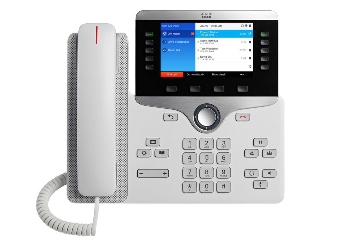 Cisco IP Business Phone 8861, 5-inch WVGA Colour Display, Gigabit Ethernet Switch, Class 4 PoE, WLAN Enabled, 2 USB Ports, 10 SIP Registrations, 1-Year Limited Hardware Warranty (CP-8861-K9=)