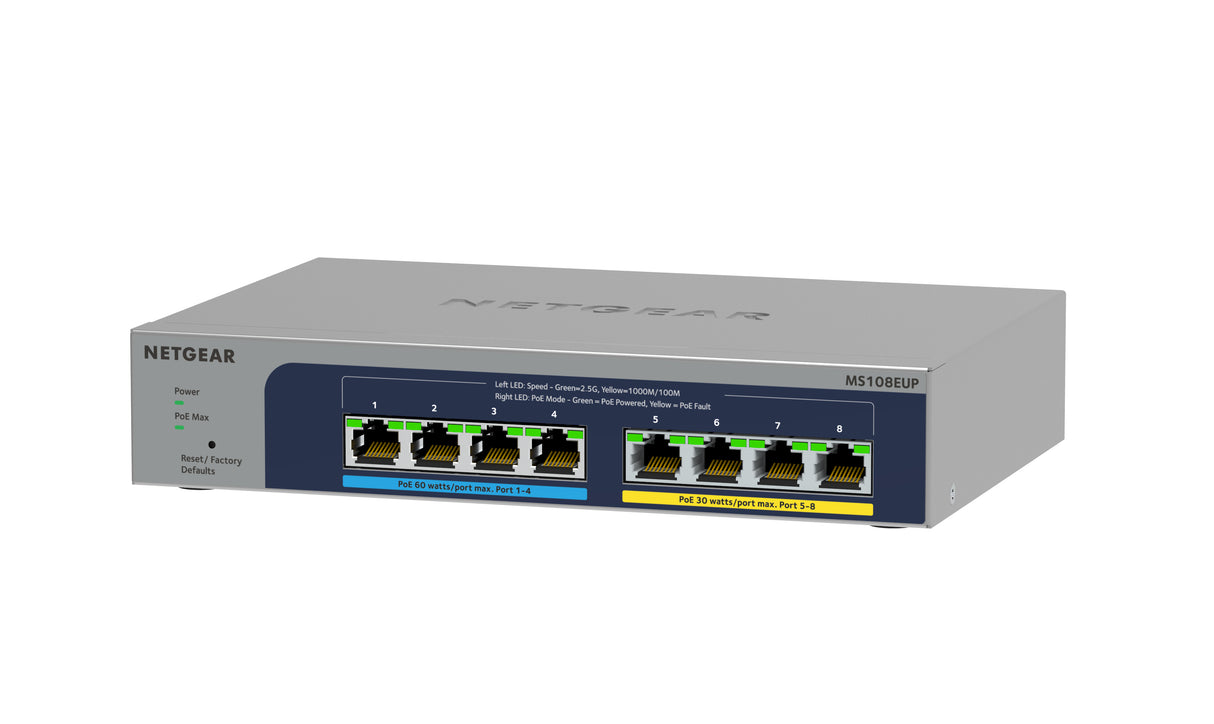 NETGEAR 8-port Ultra60 PoE++ Multi-Gigabit (2.5G) Ethernet Plus Switch Managed L2/L3 2.5G Ethernet (100/1000/2500) Power over Ethernet (PoE) Grey