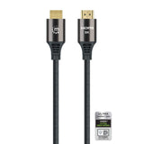 Manhattan HDMI Cable with Ethernet, 8K@60Hz (Ultra High Speed), 2m (Braided), Male to Male, Black, 4K@120Hz, Ultra HD 4k x 2k, Fully Shielded, Gold Plated Contacts, Lifetime Warranty, Polybag