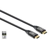 Manhattan HDMI Cable with Ethernet, 8K@60Hz (Ultra High Speed), 2m (Braided), Male to Male, Black, 4K@120Hz, Ultra HD 4k x 2k, Fully Shielded, Gold Plated Contacts, Lifetime Warranty, Polybag