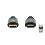 Manhattan HDMI Cable with Ethernet, 8K@60Hz (Ultra High Speed), 3m (Braided), Male to Male, Black, 4K@120Hz, Ultra HD 4k x 2k, Fully Shielded, Gold Plated Contacts, Lifetime Warranty, Polybag