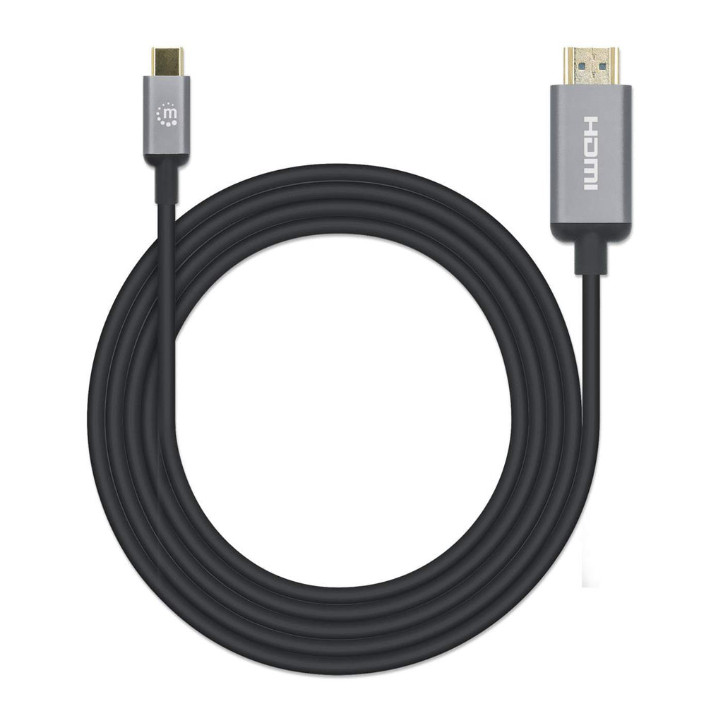 Manhattan USB-C to HDMI Cable, 4K@30Hz, 2m, Black, Equivalent to CDP2HD2MBNL, Male to Male, Three Year Warranty, Polybag