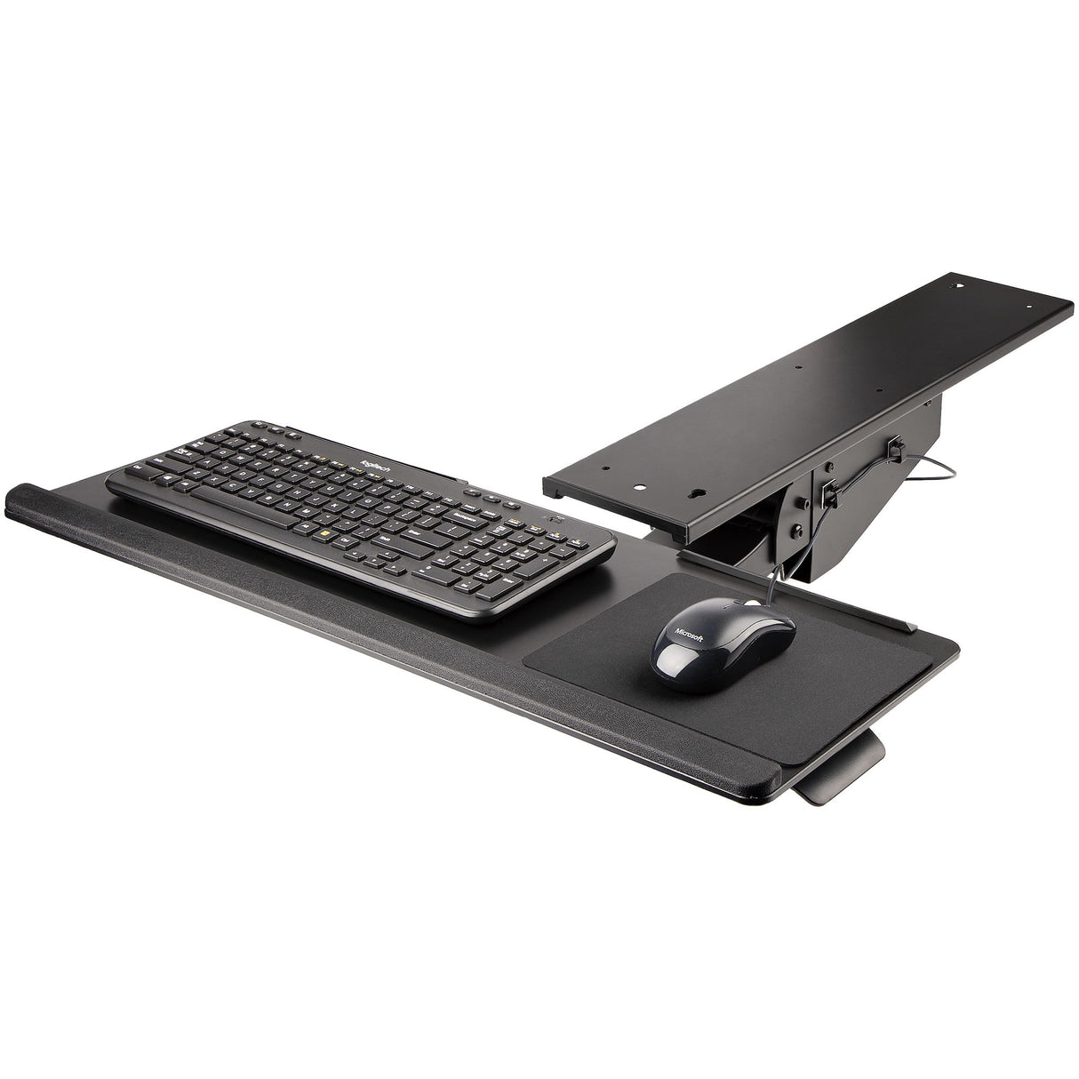 StarTech.com Under Desk Keyboard Tray - Full Motion & Height Adjustable Keyboard and Mouse Tray, 10"x26" Platform - Ergonomic Desk Mount Computer Keyboard Tray with Mouse Pad & Wrist Rest