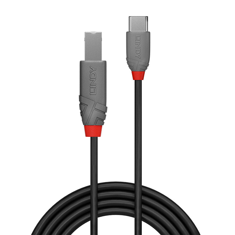 Lindy 2m USB 2.0 Type C to B Cable, Anthra Line