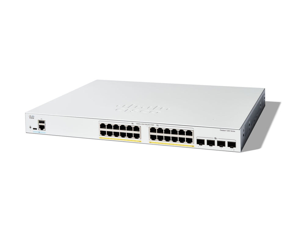 Cisco Catalyst 1200-24FP-4X Smart Switch, 24 Port GE, Full PoE, 4x10GE SFP+, Limited Lifetime Protection (C1200-24FP-4X)