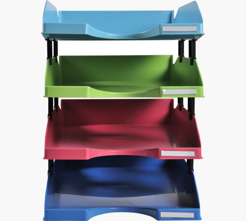 Exacompta 1131928SETD desk tray/organizer Plastic Blue, Green, Light Blue, Red