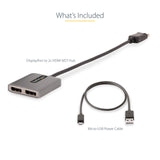 StarTech.com DP to Dual HDMI MST HUB - Dual HDMI 4K 60Hz - DisplayPort Multi Monitor Adapter with 1ft / 30cm cable - DP 1.4 Multi Stream Transport Hub, DSC | HBR3 - DP to HDMI Splitter