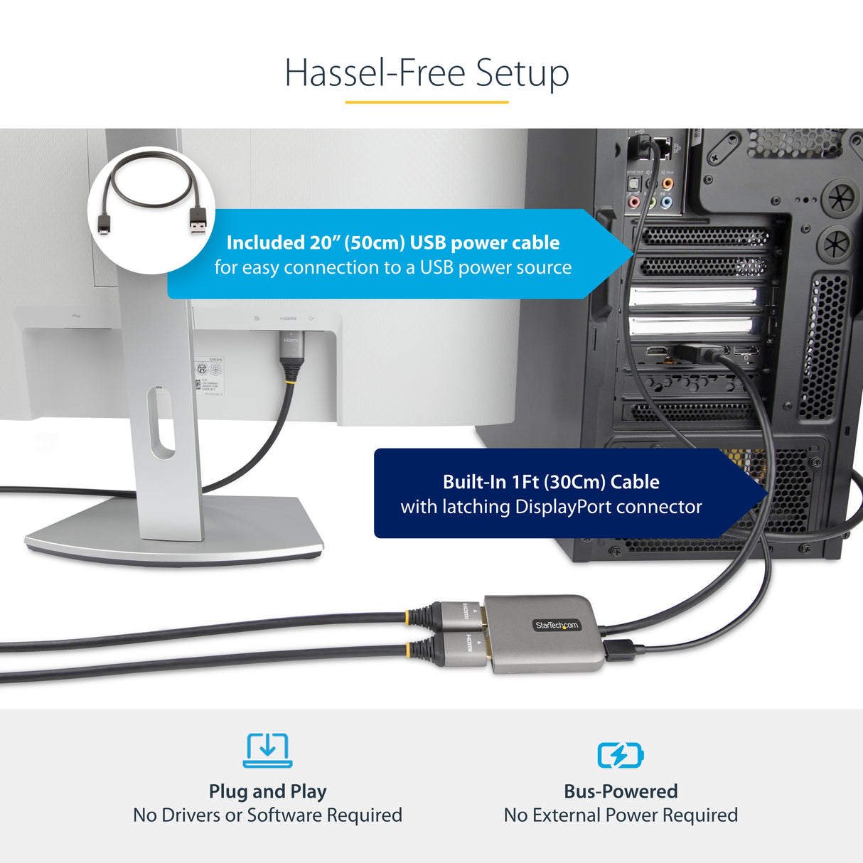 StarTech.com DP to Dual HDMI MST HUB - Dual HDMI 4K 60Hz - DisplayPort Multi Monitor Adapter with 1ft / 30cm cable - DP 1.4 Multi Stream Transport Hub, DSC | HBR3 - DP to HDMI Splitter