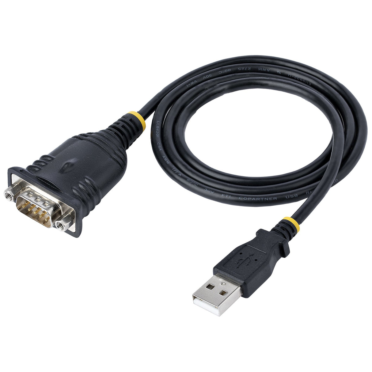 StarTech.com 3ft (1m) USB to Serial Cable, DB9 Male RS232 to USB Converter, Prolific IC, USB to Serial Adapter for PLC/Printer/Scanner/Switch, USB to COM Port Adapter, Windows/Mac