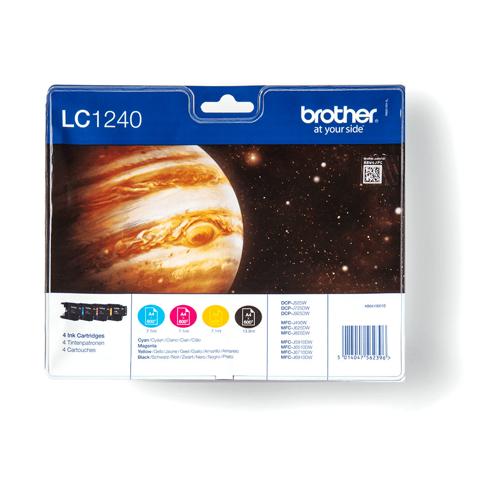 Brother LC-1240VALBP Ink cartridge multi pack Bk,C,M,Y, 4x600 pages ISO/IEC 24711 Pack=4 for Brother DCP-J 525/MFC-J 6510