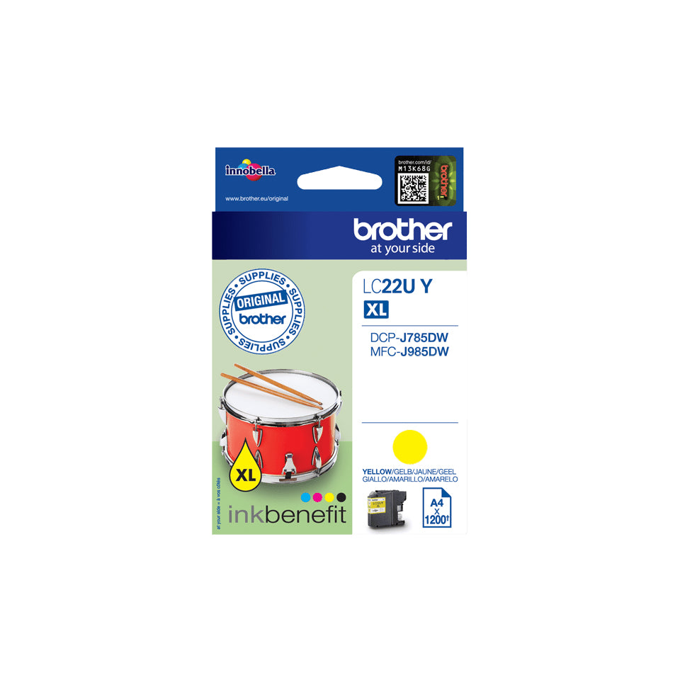 Brother LC-22UY Ink cartridge yellow XL, 1.2K pages ISO/IEC 24711 for Brother DCP-J 785