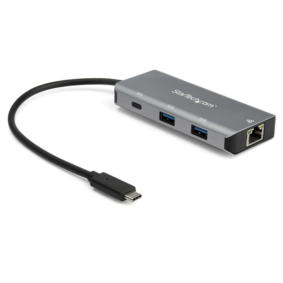 StarTech.com 3 Port USB C Hub with Gigabit Ethernet RJ45 GbE Port - 2x USB-A, 1x USB-C - SuperSpeed 10Gbps USB 3.1/3.2 Gen 2 Type C Hub Adapter - USB Bus Powered - Aluminum - Works w/TB3~3 Port USB C Hub with Gigabit Ethernet RJ45 GbE Port - 2x USB-A, 1x