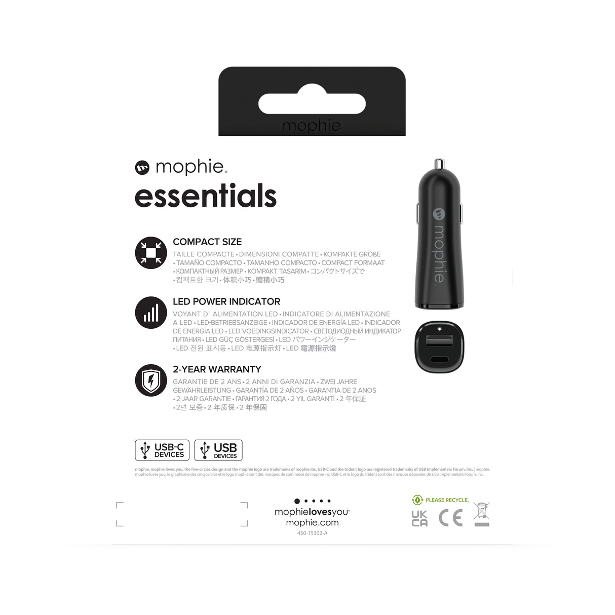 mophie essentials car charger Universal Black Cigar lighter Auto