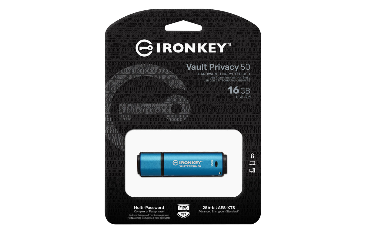 Kingston Technology IronKey 16GB Vault Privacy 50 AES-256 Encrypted, FIPS 197