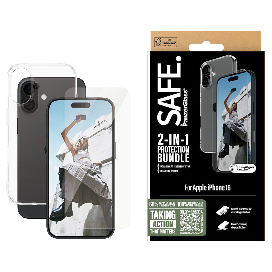 PanzerGlass SAFE. by ® 2-in-1 Protection Bundle iPhone 16