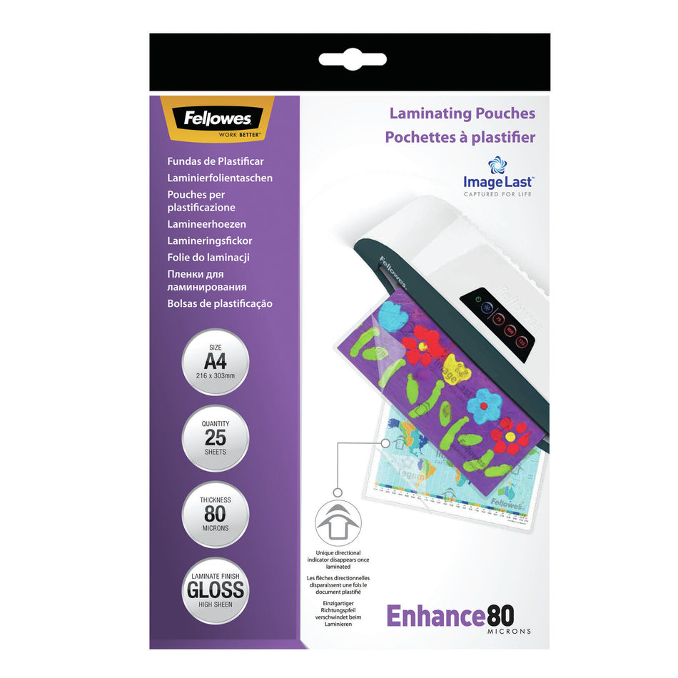 Fellowes ImageLast A4 80 Micron Laminating Pouch - 25 pack