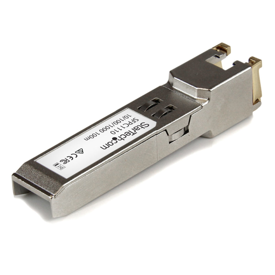 StarTech.com Cisco SFP-GE-T Compatible SFP Transceiver Module - 10/100/1000BASE-TX~Cisco SFP-GE-T Compatible SFP Module - 1000BASE-T - SFP to RJ45 Cat6/Cat5e - 10/100/1000 Mbps - RJ-45 100m - Cisco IE3400, IE3300, IE3200