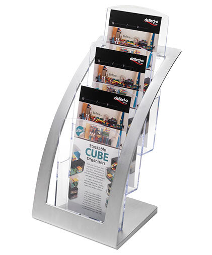 Deflecto 693645 literature rack 3 shelves Silver, Transparent