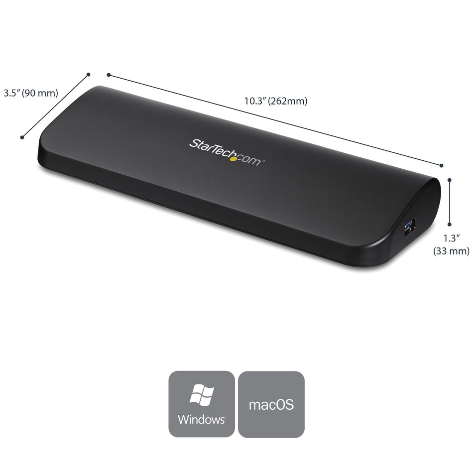 StarTech.com Dual-Monitor USB 3.0 Docking Station with HDMI & DVI/VGA~Dual Monitor USB 3.0 Laptop Docking Station with HDMI/DVI/VGA, 3x USB-A Hub, GbE, Audio, Universal Type-A Dock for Windows/macOS/ChromeOS - TAA Compliant