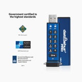 iStorage datAshur PRO 256-bit 64GB USB 3.0 secure encrypted flash drive IS-FL-DA3-256-64