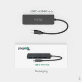 Plugable Technologies USB C to USB Adapter Hub, 4 Port USB 3.0 Hub, USB Splitter for Laptop, Compatible with Windows, MacBook Pro/Air, iPad Pro, Surface Pro, Chromebook, Linux, Android, Charging Not Supported